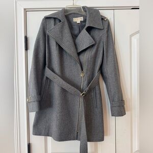 Michael Kors Gray Trench Coat with Belt